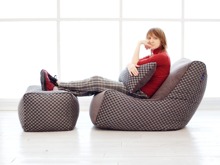 Комплект бескаркасной мебели Stone Seat, выполненный из жаккарда с шениллом