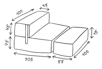 Размер комплекта-трансформера Cube R