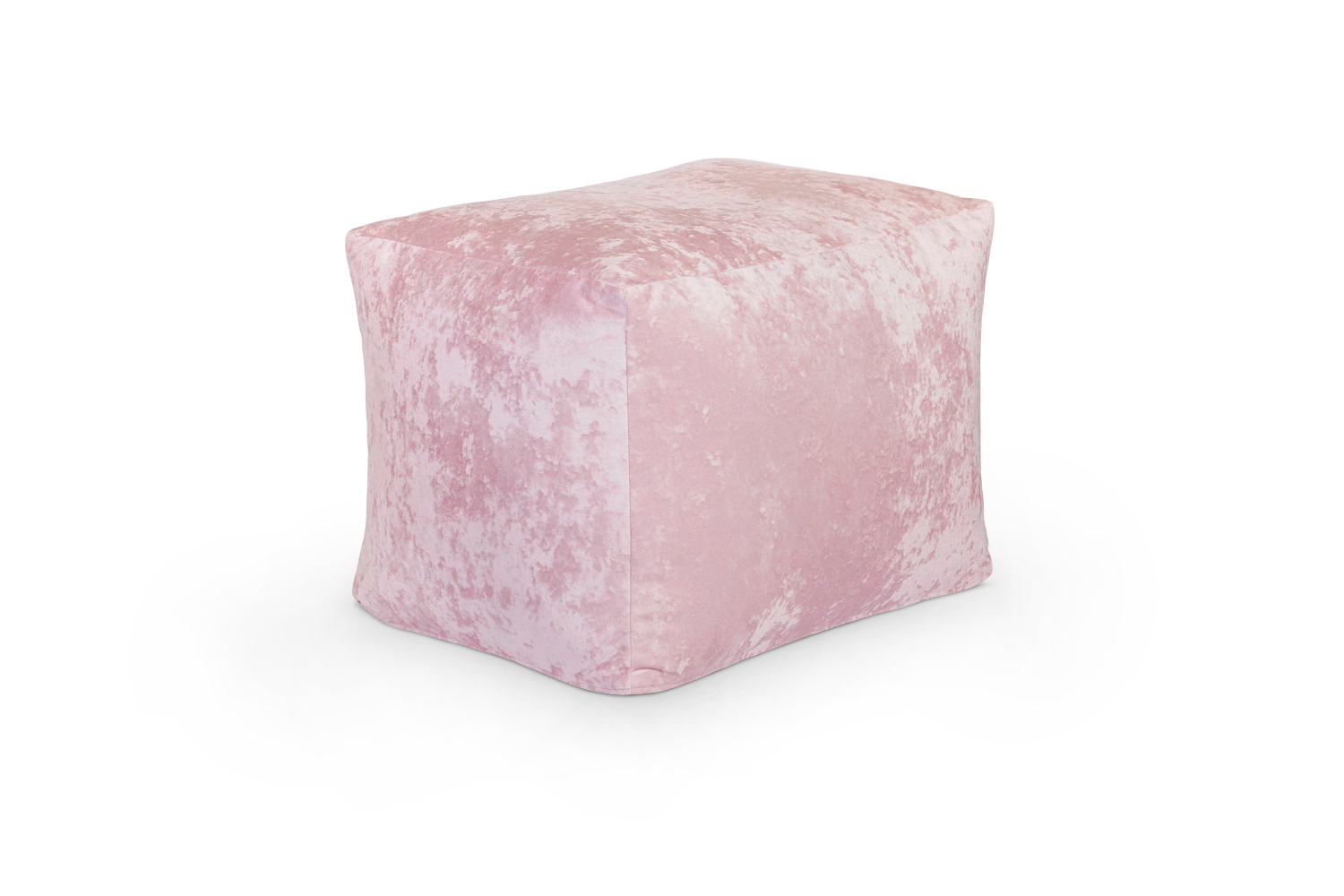 Бледно-розовый бескаркасный пуфик из велюра